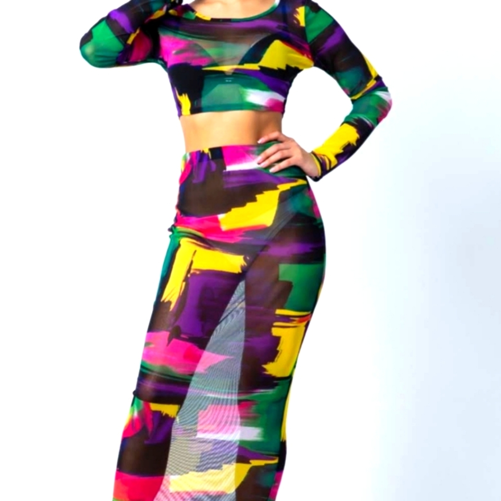 2 Piece Crop Top and Maxi Skirt